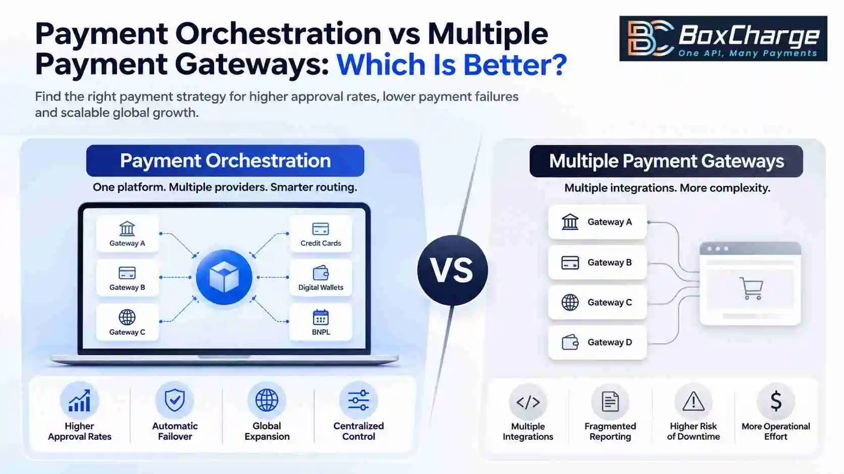Payment Orchestration vs Multiple Payment Gateways: Which Is Better for Growing Merchants? — BoxCharge Blog